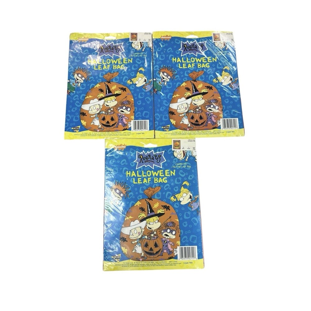 Vtg 1998 Nickelodeon Rugrats Halloween Leaf Lawn Bags NEW Chuckie Tommy Y2K 90s